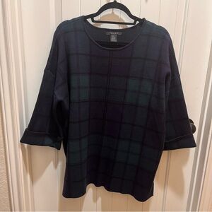 Tahari Plus Size Blue and Green Plaid Top - 2X